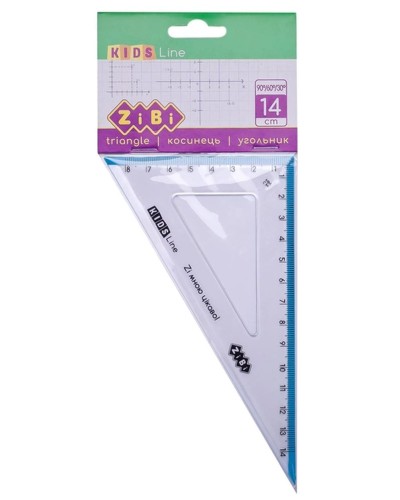 Косинець 140мм, 90°/60° з блакитною смужкою, блістер, KIDS Line