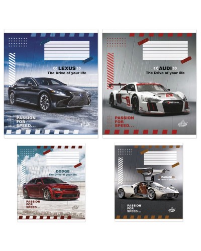 Зошит на 96 аркушів у клітинку «Пристрасть у швидкостi», №2321, ТМ Brisk