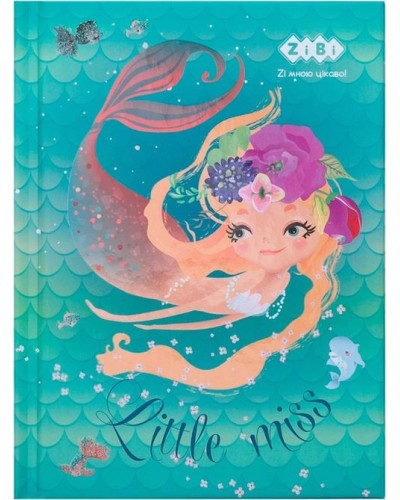 Блокнот «LITTLE MISS», А6, 64 аркуші, клітинка, тверда палітурка, ламінована обкл., бірюза, ТМ Zibi