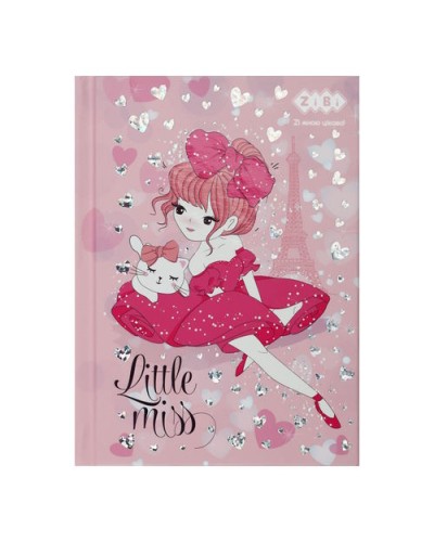 Блокнот «LITTLE MISS», А6, 64 аркуші, клітинка, тверда палітурка, ламінована обкл., рожевий, ТМ Zibi