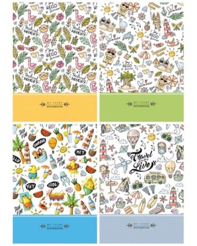 Блокнот А5 на 80 аркуші у клітинку з твердою ламінованою обкладинкою, в асортименті, ТМ Мандарин