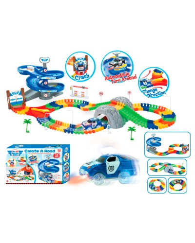 Трек з 118 предметів зі світлом та машинкою, на батарейці, у коробці 50,5х10х32,5 см