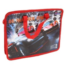Портфель-папка «Sportcars» А4+ на блискавці з тканинними ручками, ТМ J.Otten