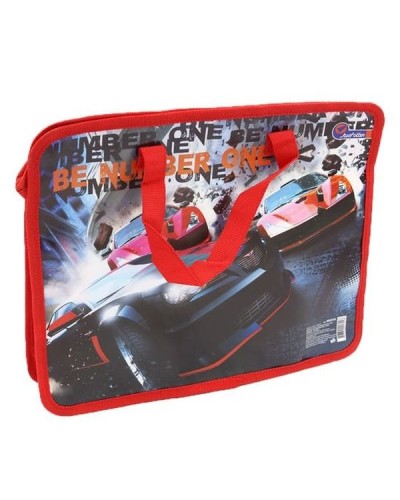 Портфель-папка «Sportcars» А4+ на блискавці з тканинними ручками, ТМ J.Otten