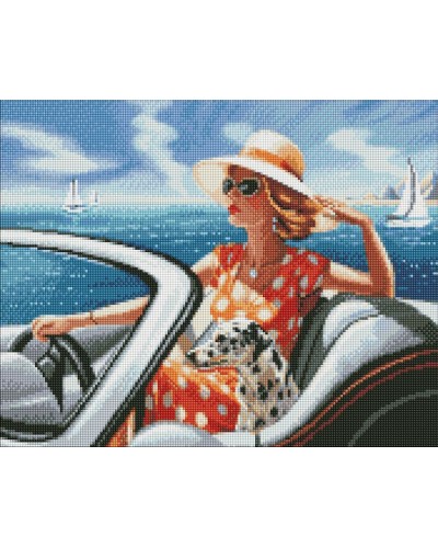 Набір з алмазною мозаїкою «Відпочинок біля моря», з голограмними стразами (АВ), 40х50 см, ТМ Ідейка