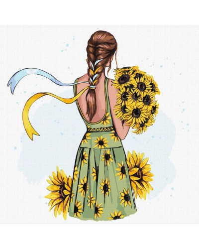 Картина за номерами «Букет соняшників» 40х40 см, ТМ Ідейка