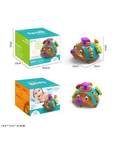 Сортер «Їжак» 15х13х10 смз рухомими деталями та тріскачкою, у коробці 14,5х13х10 см