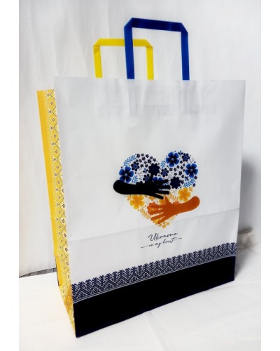 Пакет паперовий з ручками Крафт, білий, 32х15х38 см