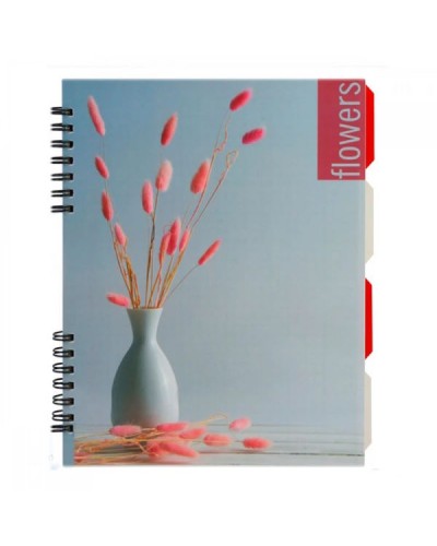 Зошит з роздільниками «Flowers», В5, 120 аркушів, клітинка, спіраль, пластикова обкл., ТМ Optima
