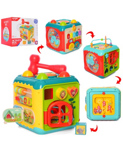 Гра «Куб» музична зі світлом: стукалка, піаніно, лабіринт, шестерні, на батарейці, у коробці 23х22х23 см