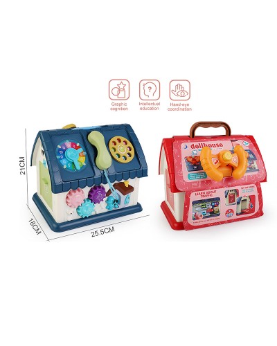 Бізікуб «Будиночок» музичний розвиваючий зі звуком, сортером, годинником, кермом, на батарейці, у картонці 25,5х18х21 см