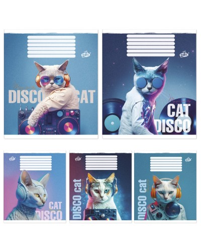 Зошит на 24 аркуші у лінію «Диско кіт», №2341, ТМ Brisk