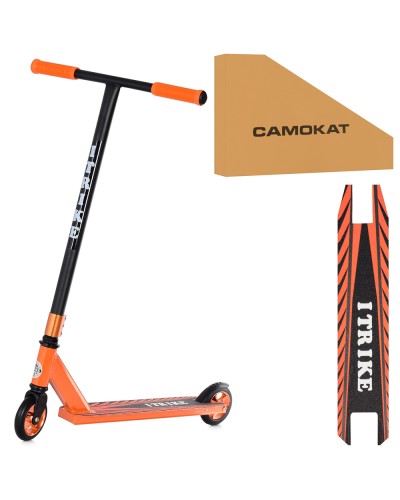 Самокат «ITrike» трюковий 85 см, рама алюмній+сталь, з колесами PU 11 см та підніжкою 34х10 см, помаранчевий