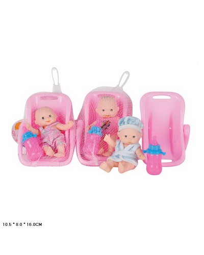 Пупс маленький, переноска, в асортименті, у сітці 10х8х16 см