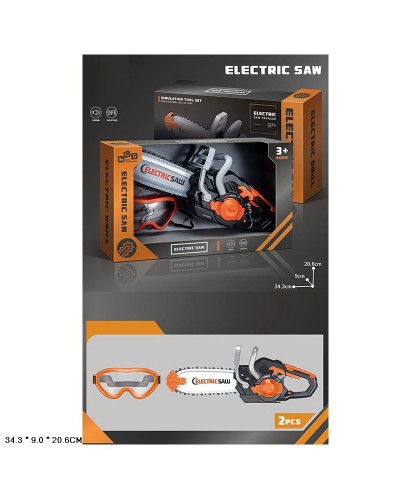 Бензопила зі світлом та звуком, на батарейці, у коробці 34,3х20,6х9 см