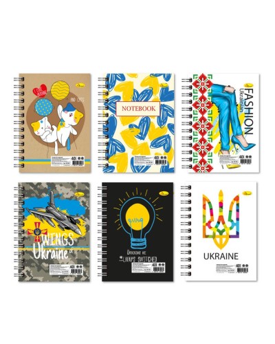 Блокнот «Патріотичний» А6 40 аркушів у клітинку на спіралі збоку, катронна обкладинка, ТМ Апельсин