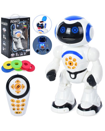 Робот 32 см музичний зі світлом інтерактивний, повторюха, стрiляє, на батарейці, у коробці 42,5х28х14,5 см