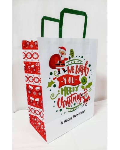 Пакет паперовий з ручками, Крафт, білий, 25х15х34,5 см