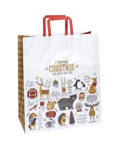 Пакет паперовий з ручками, Крафт, білий, 32х15х38 см