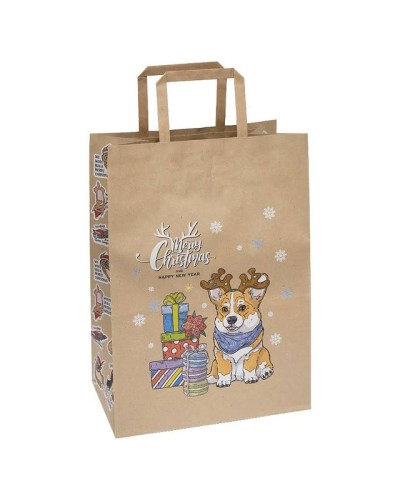 Пакет паперовий з ручками, бурий, 25х15х34,5 см