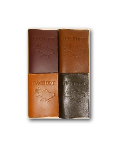 Обкладинка на паспорт «Карта» зі шкіри 135х100 мм
