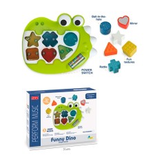 Сортер «Динозавр» 27х22 см з музикою, світлом та 6 фігурками-брязкальцями, на батарейці, у коробці 31х22,5х6,5 см