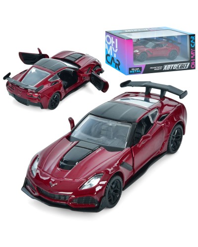 Машина «2019 Corvette ZR1» 12 см 1:39 металева інерційна з гумовими колесами та дверима, що відчиняються, у коробці 16х6,5х7 см, АвтоСвіт