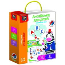 Гра настільна «Англійська для дітей» з 8 каток та 56 магнітів, у коробці 18х5х22,5 см, ТМ Vlady Toys