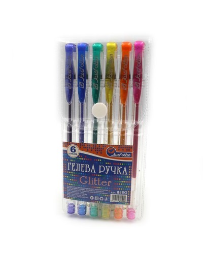 Набір гелевих ручок гліттер, 6 кольорів, PVC, J.Otten
