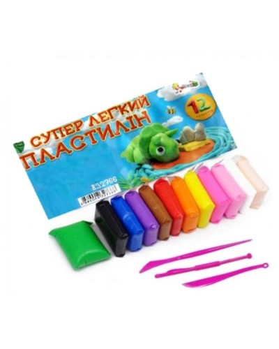 Повітряний пластилін на 12 кольорів зі стеками, 108 г, Hipe