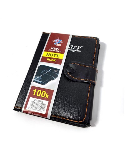 Блокнот 11,5х8 см на 54 аркушів у клітинку, тверда палітурка, шкірзам, на кнопці, ТМ Leader