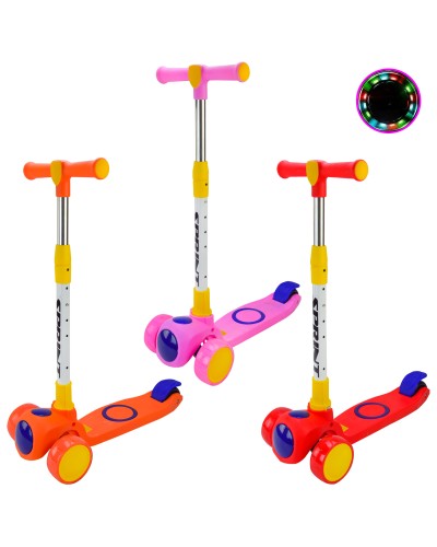 Самокат дитячий 3-колісний, 2 колеса PU, світло, заднє пластик, складний, в асортименті