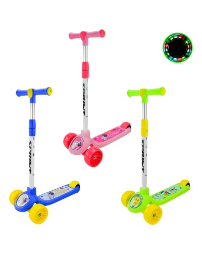 Самокат дитячий 3-колісний, 2 колеса PU світло, заднє пластик, в асортименті, у пакеті
