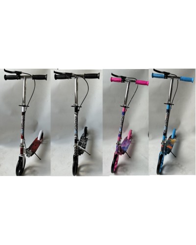 Самокат міський 2-колісний на сталевій рамі з гальмом, колеса PU 200 мм, в асортименті