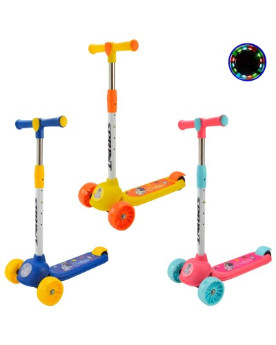 Самокат дитячий 3-колісний, 2 колеса PU зі світлом, заднє пластикове, в асортименті, у пакеті