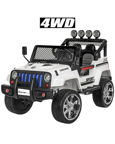 Джип р/к 2,4 G 4 мотори 45W на 2 акум.12V 7AH колесами з EVA, дверима що відчинаються, пультом та шкіряним сидінням, білий