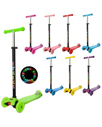 Самокат «MAXI» 3-колісний, колеса ПУ, світло, кермо 80-89 см, підніжка 32-13 см, в асортим.,у пакеті