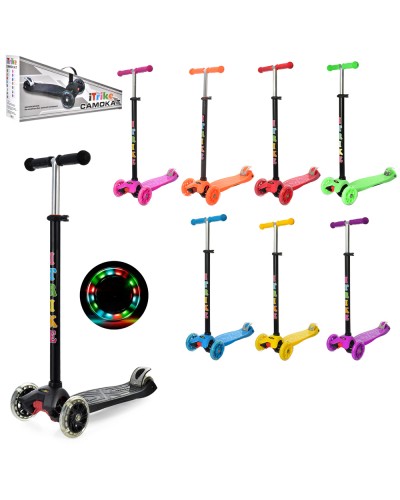 Самокат «MAXI» 3-колісний з алюмінієво-пластиковою рамою, переднім колесом 120 мм зі світлом, кермом 80-89 см, підніжкою 30-13 см, в асортименті