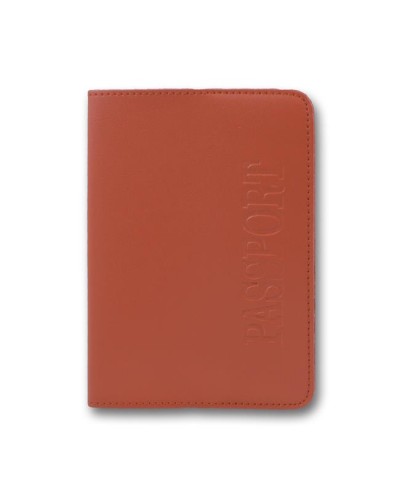 Обкладинка на паспорт 100х135 мм з тисненням, заокруглені кути, червона, екошкіра, ТМ Brisk