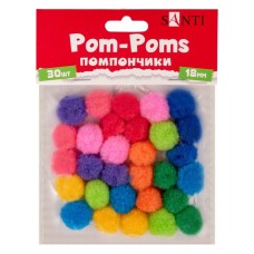 Помпони кольорові d 18 мм, 30 шт в упаковці, ТМ SANTI