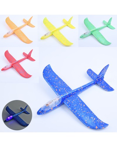 Літак 47см зі світлом пінопластовий, на батарейці, в асортименті, у пакеті 13х47х4,5 см