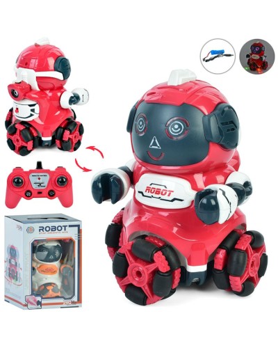 Робот 21 см р/к музичний зі звуком та світлом, їздить, з парою, на акумуляторі, у коробці 19х28,5х19 см
