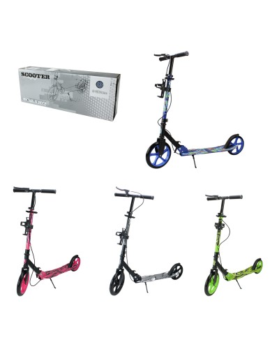 Самокат міський 2-колісний зі сталевою рамою, колесами PU 230 мм та гальмами, в асортименті