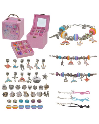 Набір прикрас типу Пандора у скринці, у валізі 12 см
