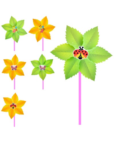 Вітрячок «Листочок» 23 см, паличка 28 см, в асортименті, у пакеті 23х23 см