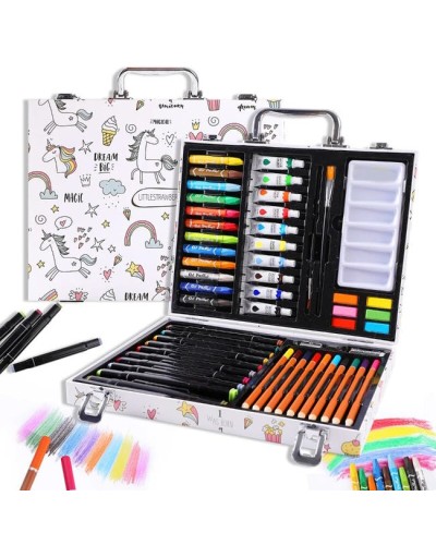 Набір художній у валізі 22,5х9,5 см: фломастери, олівці, фарби, пастель, пензилки та інше, ТМ Leader