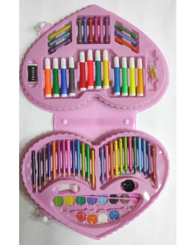 Набір художній дитячий, 72 предмети, фломастери, олівці, фарби та ін, у рожевій коробці, ТМ Leader