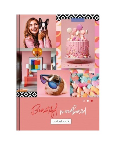 Канцелярська книга «MOODBOARD» А4 на 176 аркушів у клітинку з твердою ламінованою обкладинкою, в асортименті, ТМ Рюкзачок