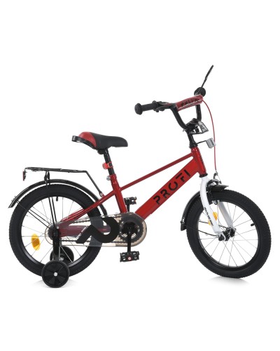 Велосипед «PROF 1. BRAVE», колеса 18 дюймів, дзвінок, ліхтарик, багажник, додаткові колеса, червоний