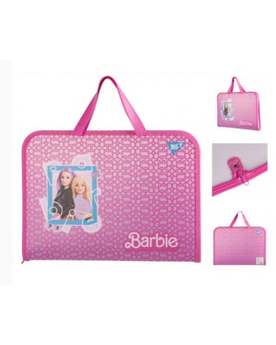 Папка-портфель «Barbie» дитяча А4 на блискавці з тканинними ручками рожева, 26х35х3 см, ТМ Yes